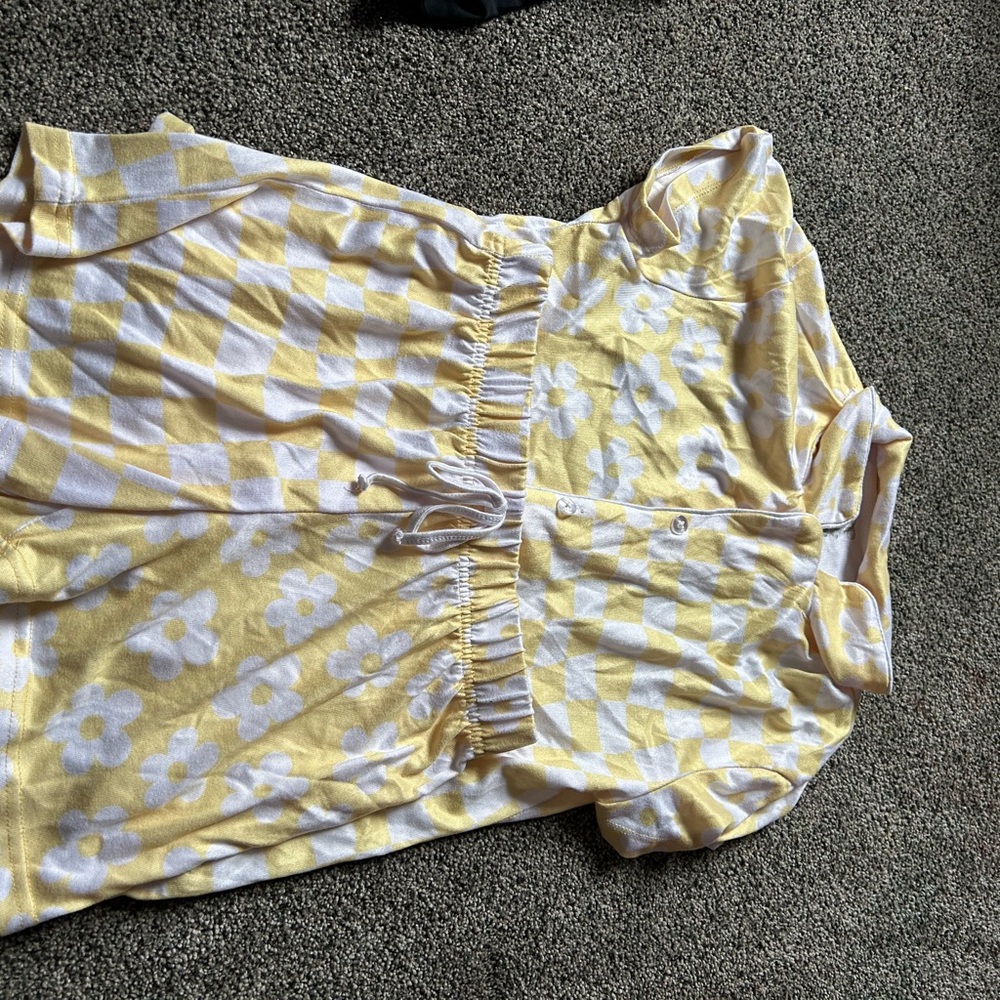 Yellow and White Floral Women's PJ set